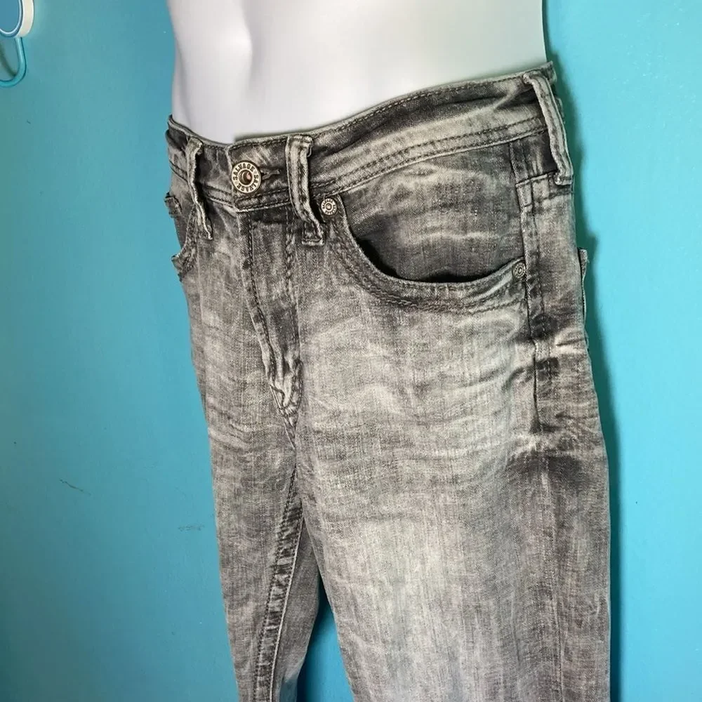 Men’s Jeans Size 31S Salvage Supply Co For Buckle Gray Washed Denim with Flaw